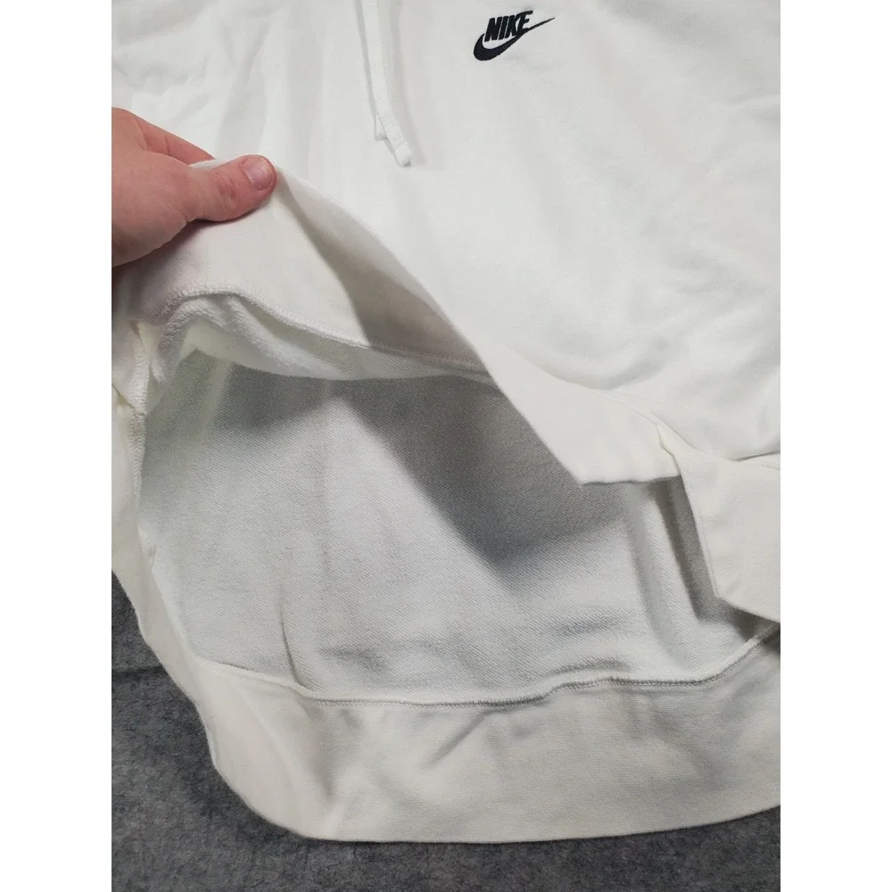 Nike Sportswear Club Fleece Hoodie Womens Sz Medium White Drawstring Gym Workout